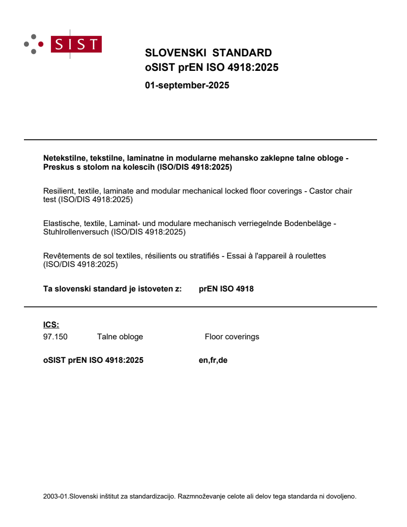prEN ISO 4918:2025 - BARVE