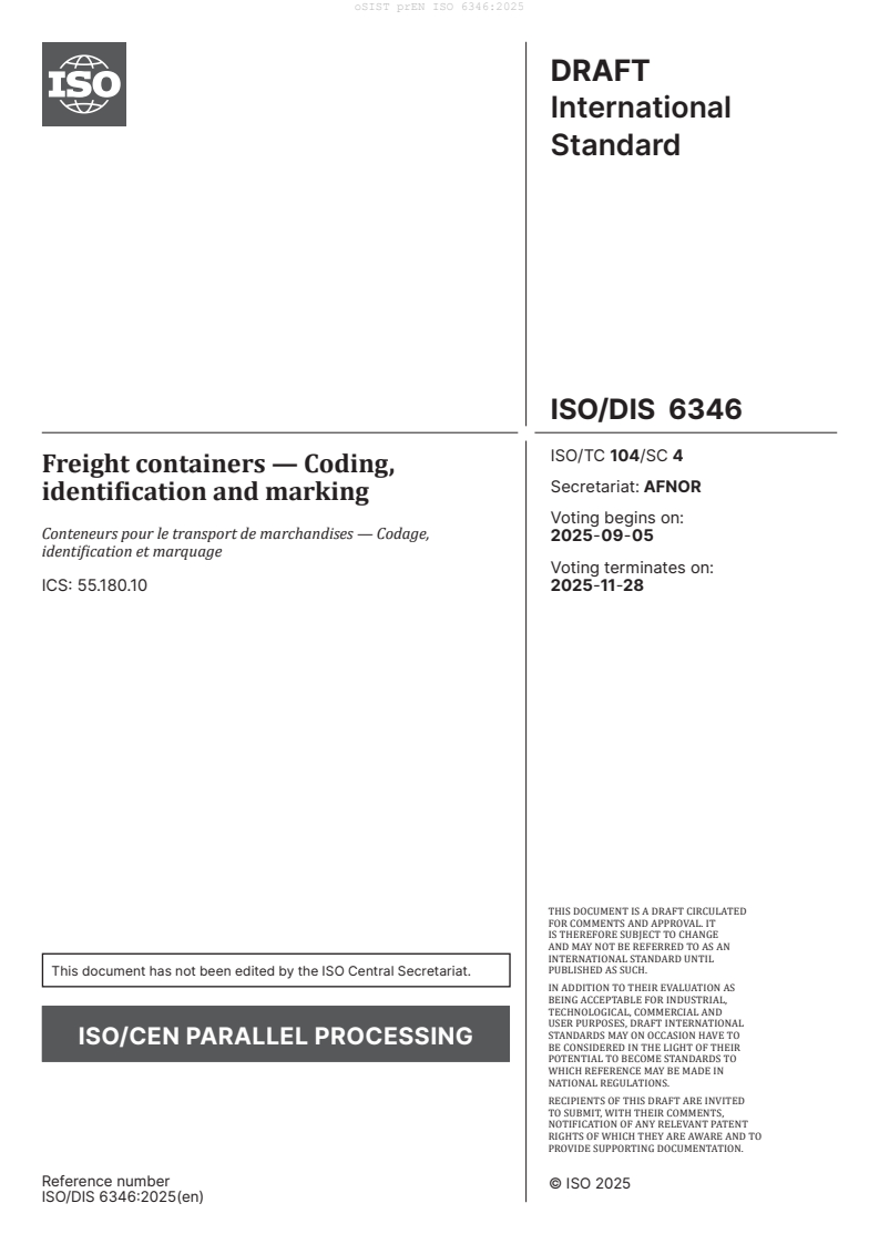 prEN ISO 6346:2025 - BARVE