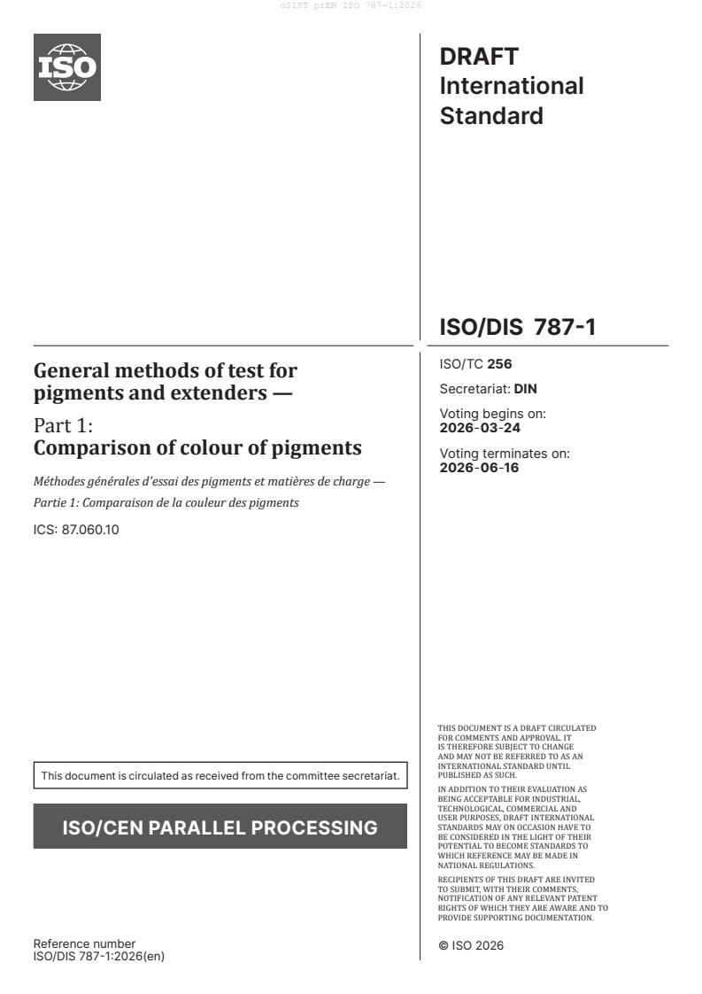 FprEN ISO 787-1 prEN ISO 787-1:2026 - Page 3 preview