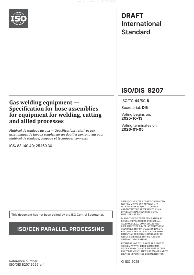 prEN ISO 8207 prEN ISO 8207:2025