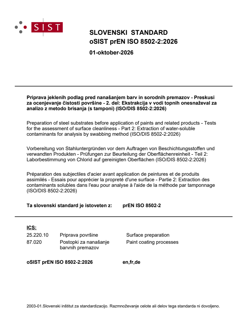 prEN ISO 8502-2 prEN ISO 8502-2:2026 - Page 1 preview