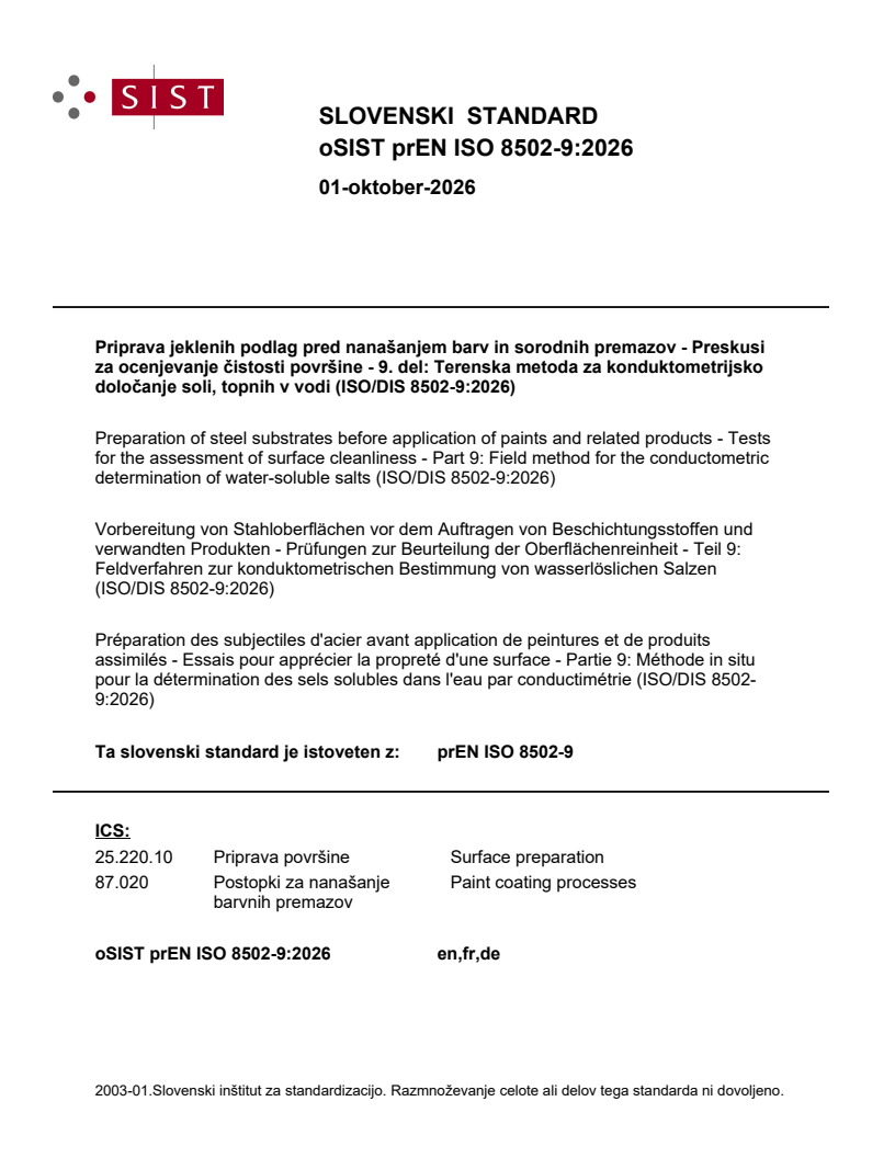 prEN ISO 8502-9 prEN ISO 8502-9:2026 - Page 1 preview
