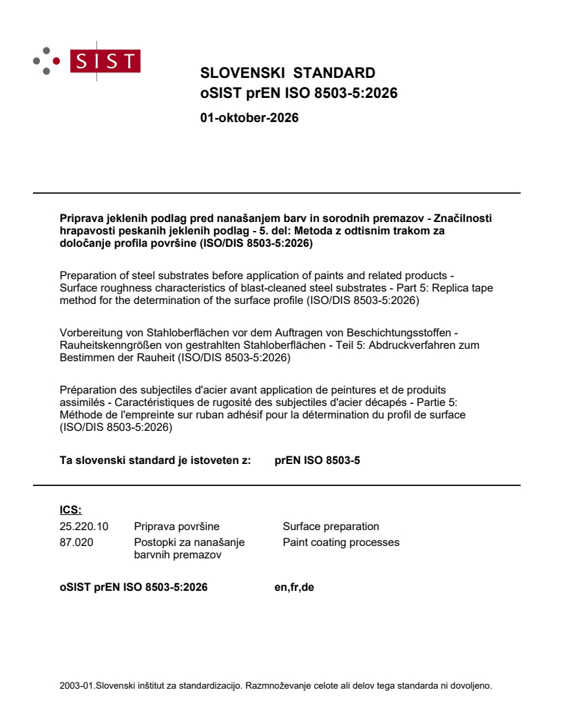 prEN ISO 8503-5 prEN ISO 8503-5:2026 - Page 1 preview