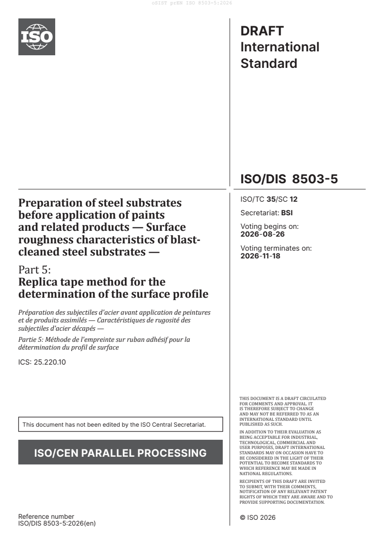 prEN ISO 8503-5 prEN ISO 8503-5:2026 - Page 3 preview