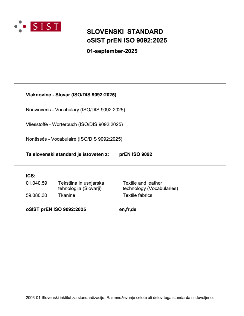 prEN ISO 9092:2025