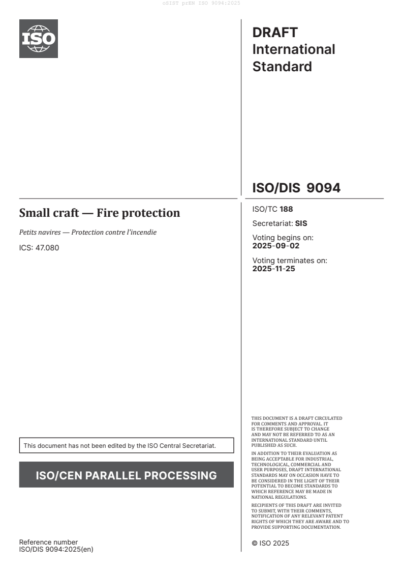oSIST prEN ISO 9094:2025 oSIST prEN ISO 9094:2025 - BARVE
