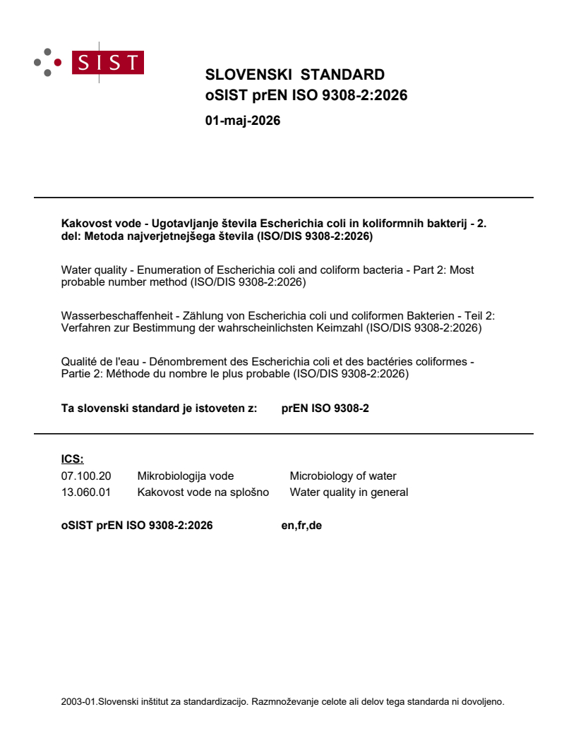prEN ISO 9308-2 prEN ISO 9308-2:2026 - Page 1 preview