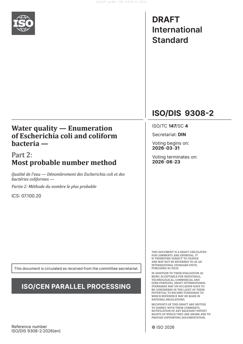 prEN ISO 9308-2 prEN ISO 9308-2:2026 - Page 3 preview
