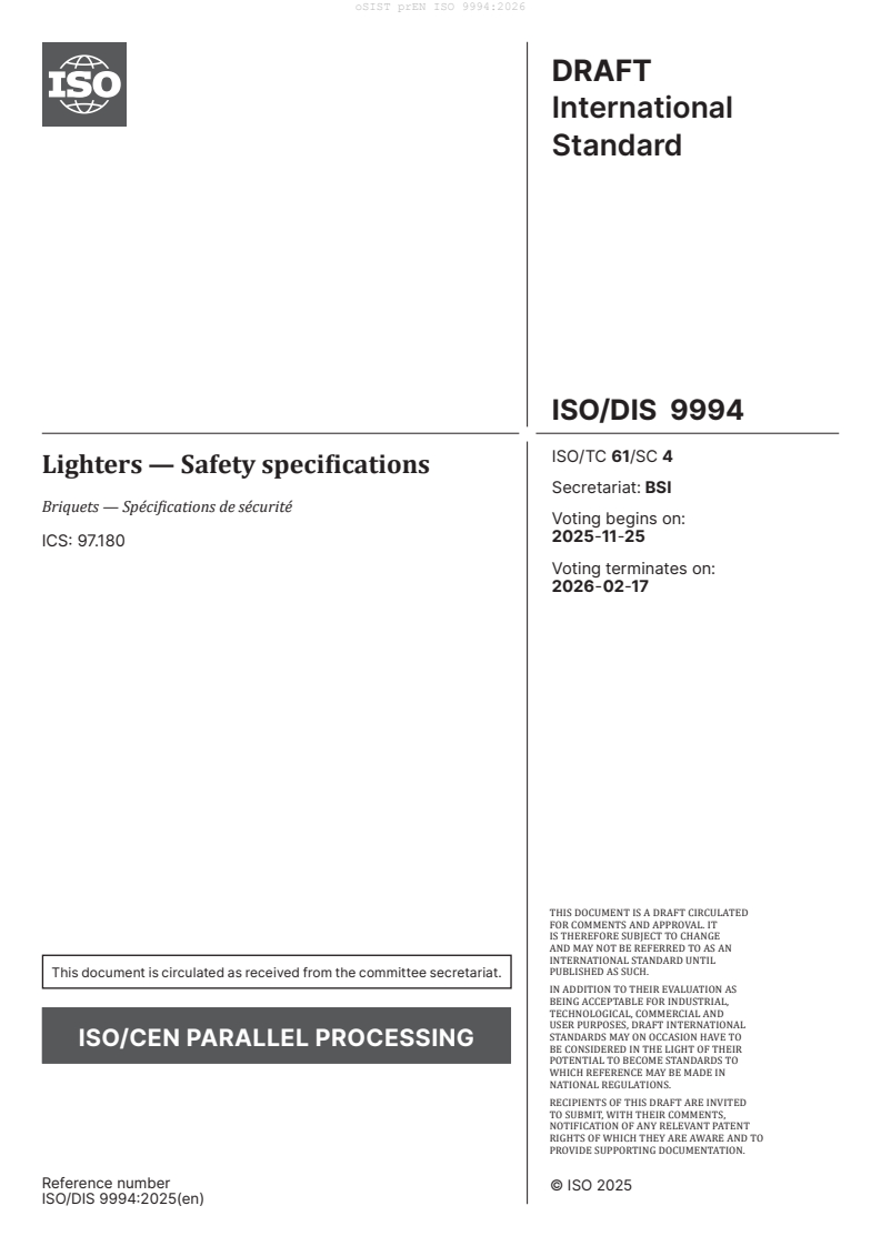 prEN ISO 9994 prEN ISO 9994:2026 - BARVE