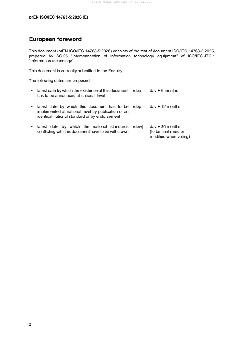 prEN ISO/IEC 14763-5:2026 prEN ISO/IEC 14763-5:2026 - BARVE - Page 4 preview