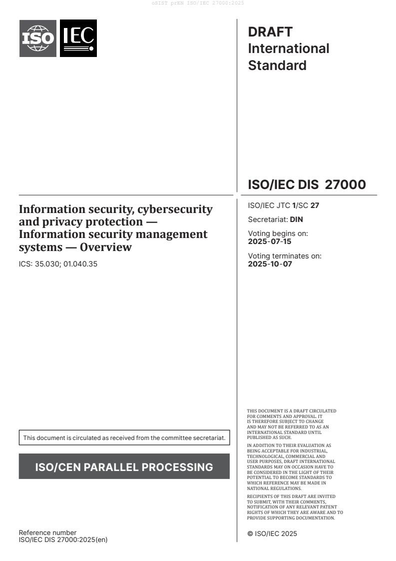 prEN ISO/IEC 27000:2025