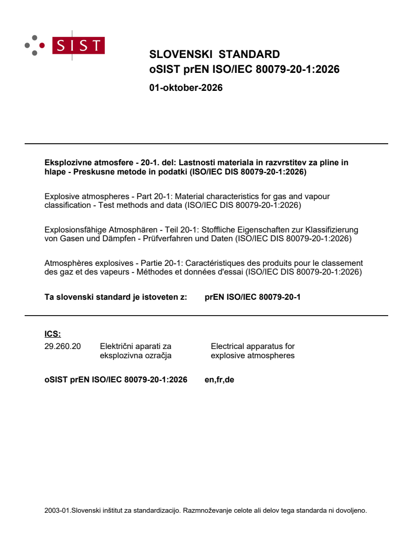 prEN ISO/IEC 80079-20-1 prEN ISO/IEC 80079-20-1:2026 - BARVE - Page 1 preview
