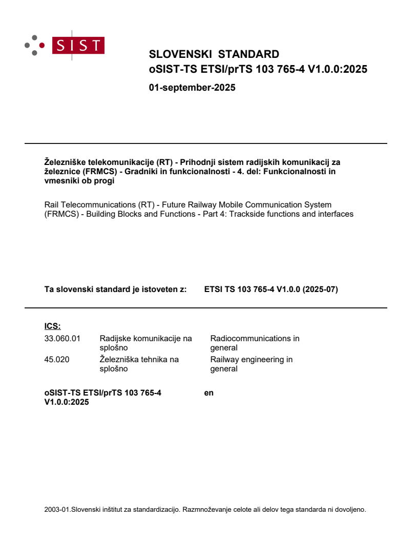 oSIST-TS ETSI/prTS 103 765-4 V1.0.0:2025