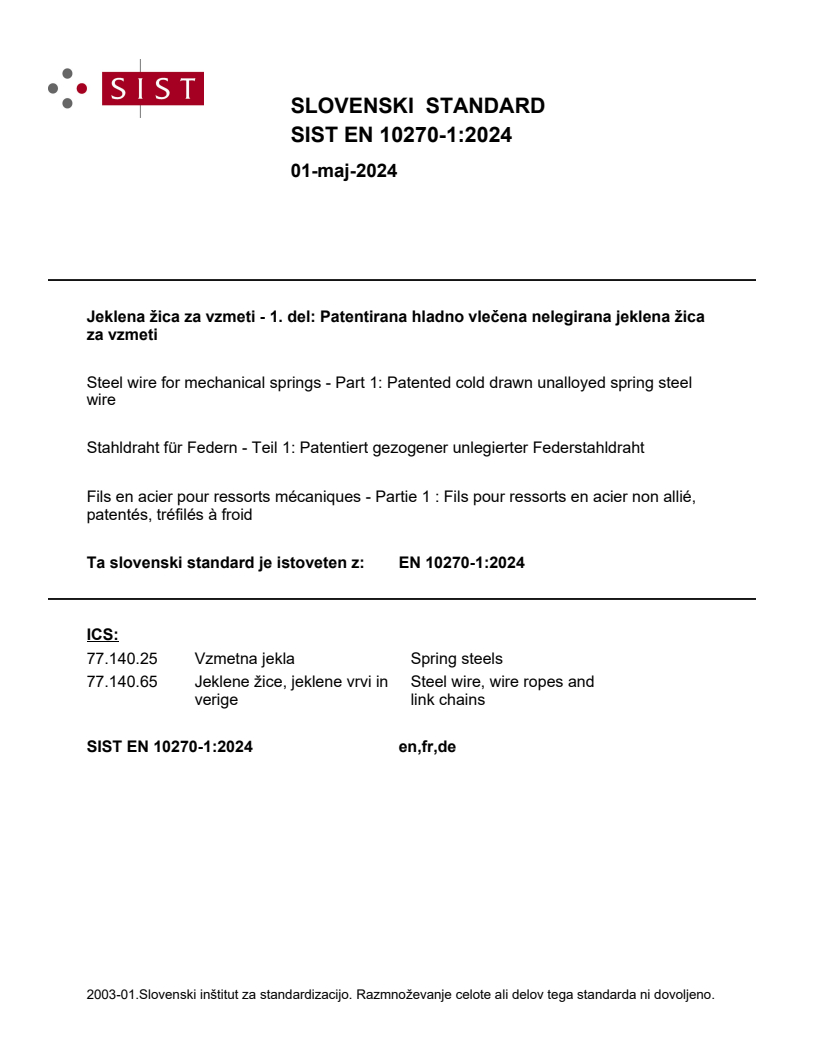 EN 10270-1:2024 EN 10270-1:2024 - Page 1 preview