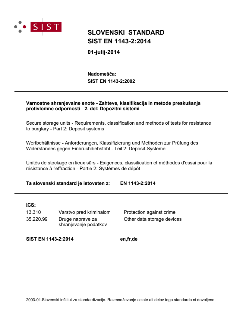 EN 1143-2:2014 EN 1143-2:2014 - Page 1 preview
