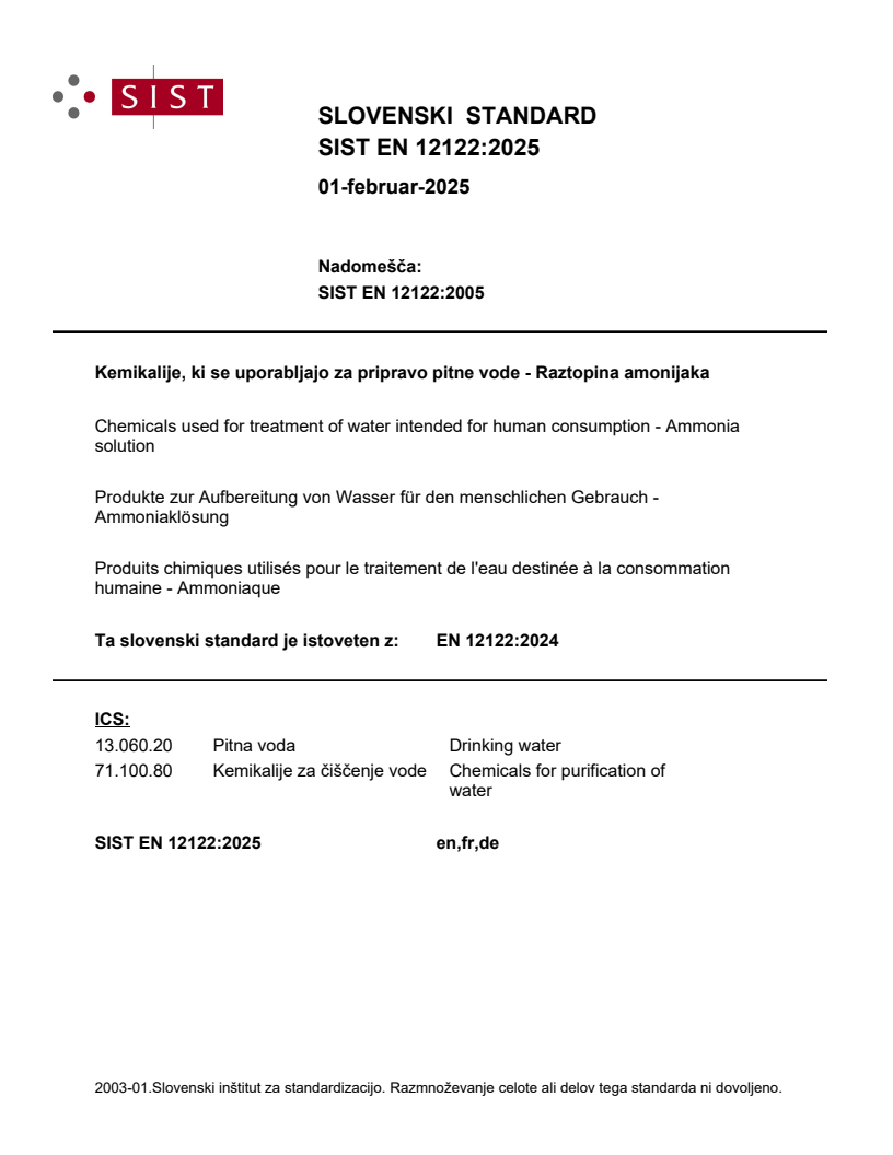 EN 12122:2024 EN 12122:2025 - BARVE - Page 1 preview