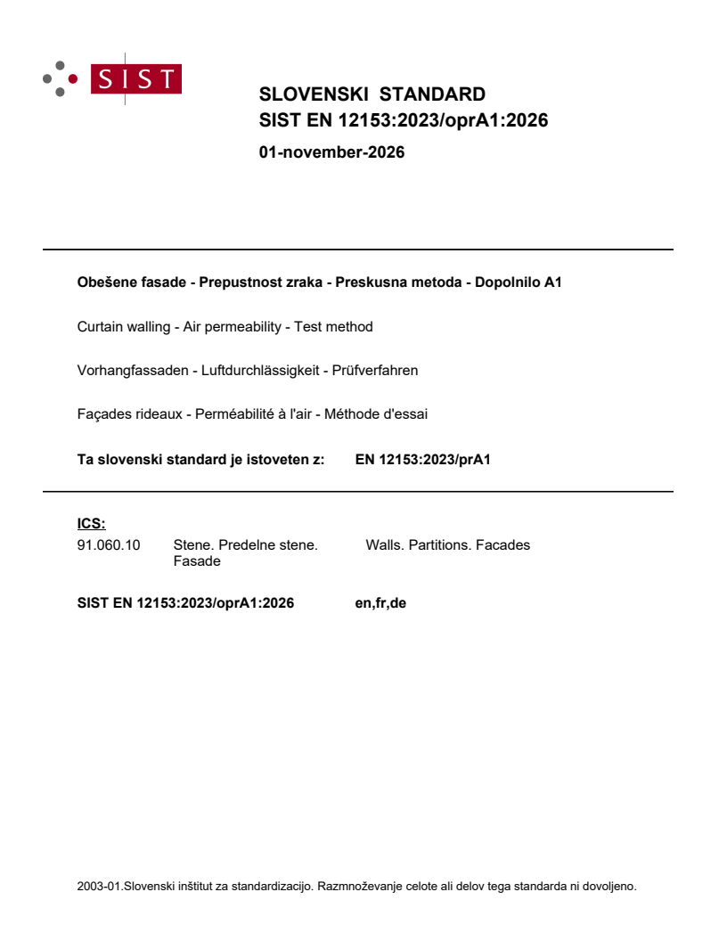 EN 12153:2023/prA1 EN 12153:2023/oprA1:2026 - Page 1 preview