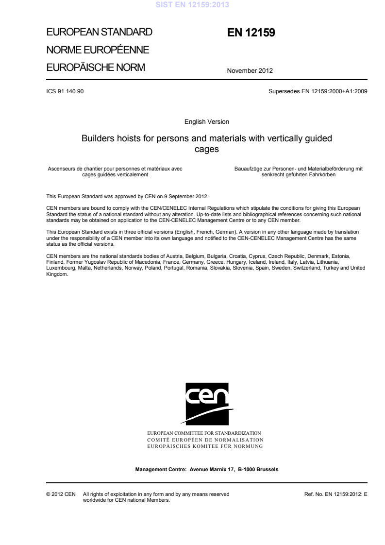 EN 12159:2012 EN 12159:2013 - Page 3 preview