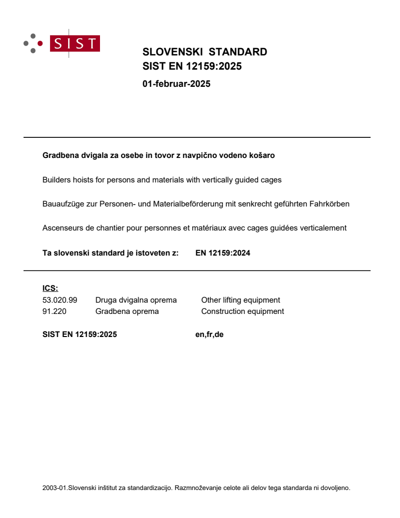 SIST EN 12159:2025 SIST EN 12159:2025 - Page 1 preview