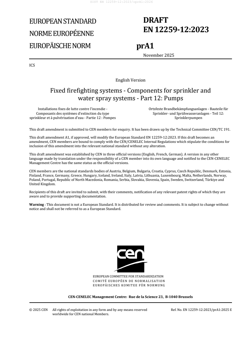 EN 12259-12:2023/prA1 EN 12259-12:2023/oprA1:2026