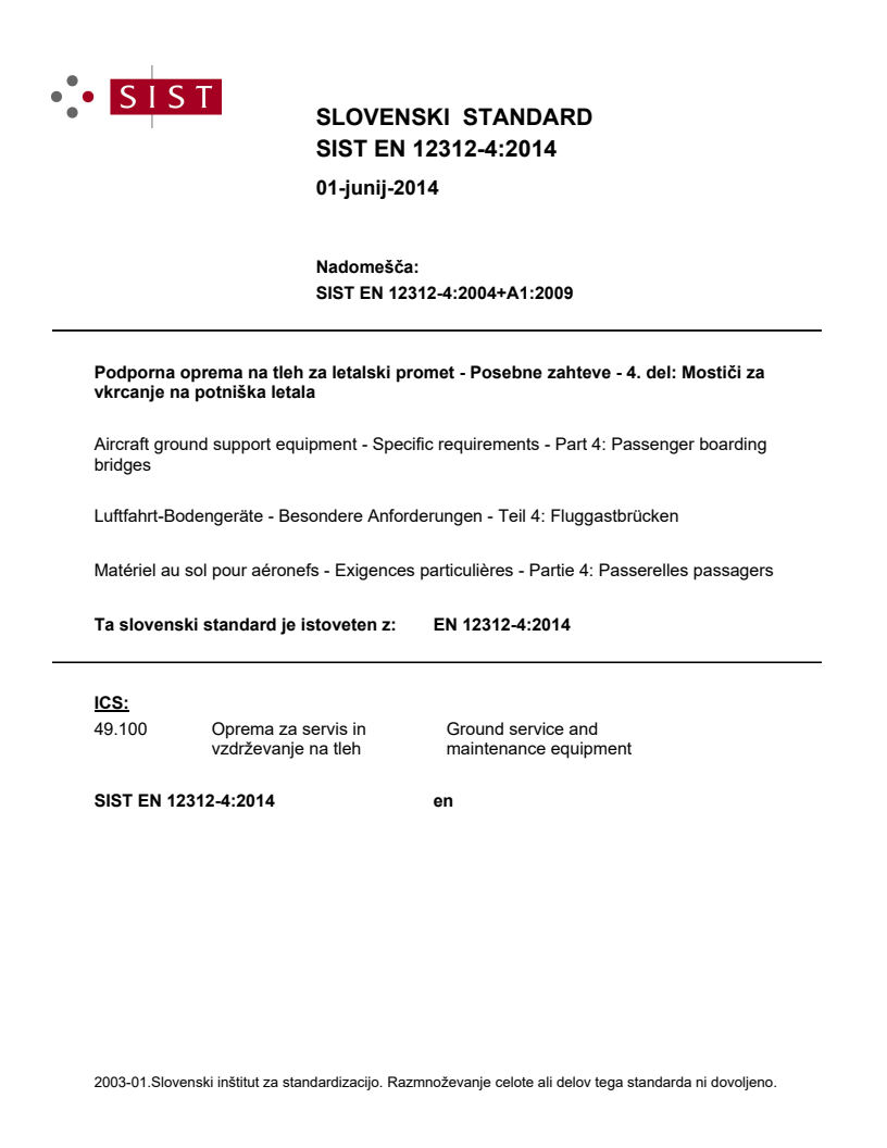 EN 12312-4:2014 EN 12312-4:2014 - Page 1 preview