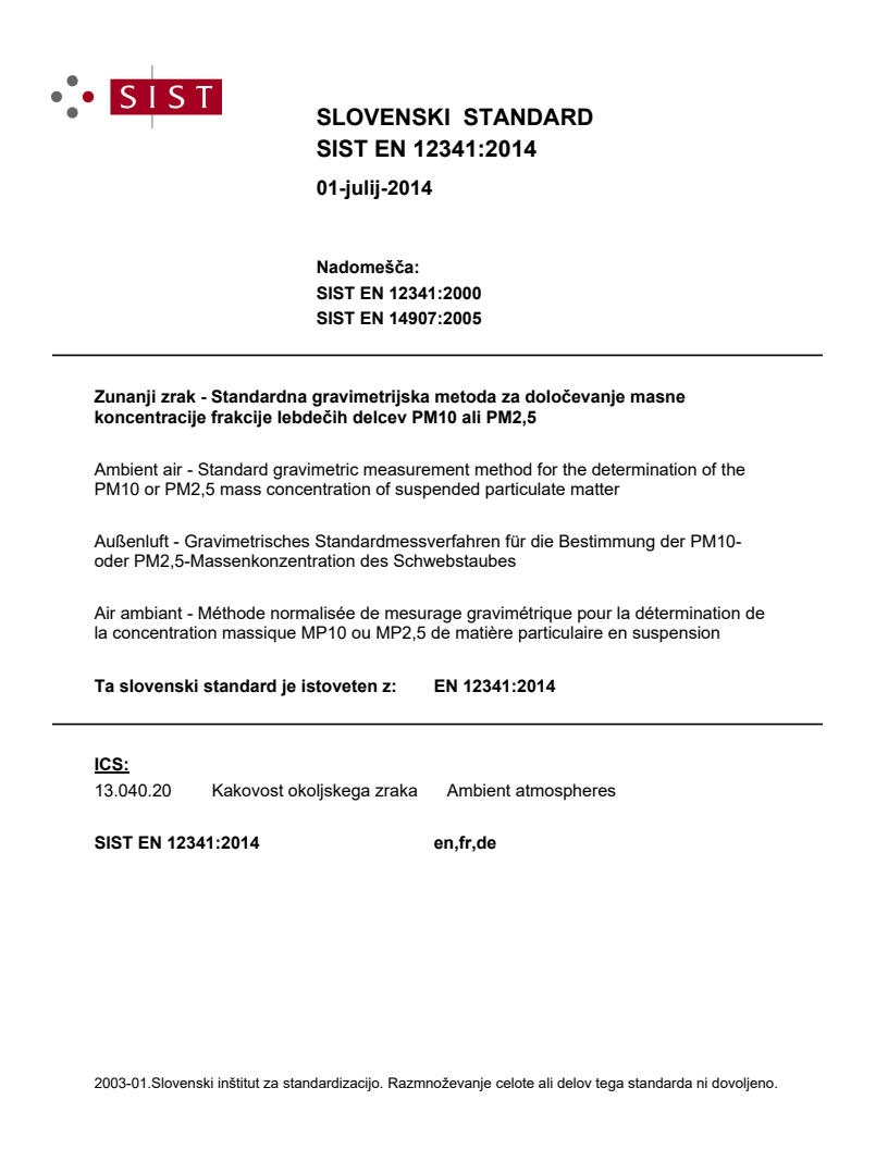 EN 12341:2014 EN 12341:2014 - Page 1 preview