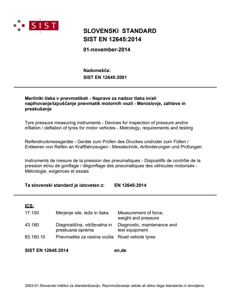 EN 12645:2014 EN 12645:2014 - BARVE - Page 1 preview