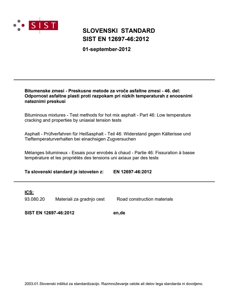 EN 12697-46:2012 EN 12697-46:2012 - BARVE - Page 1 preview