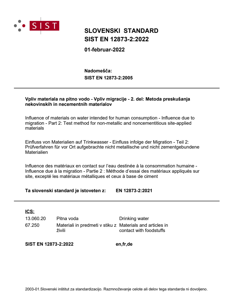EN 12873-2:2021 EN 12873-2:2022 - Page 1 preview