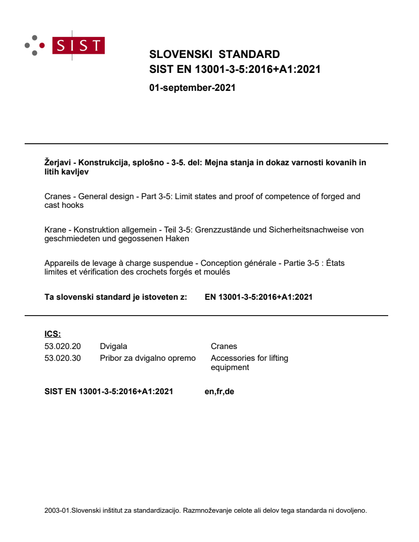 EN 13001-3-5:2016+A1:2021 EN 13001-3-5:2016+A1:2021 - Page 1 preview