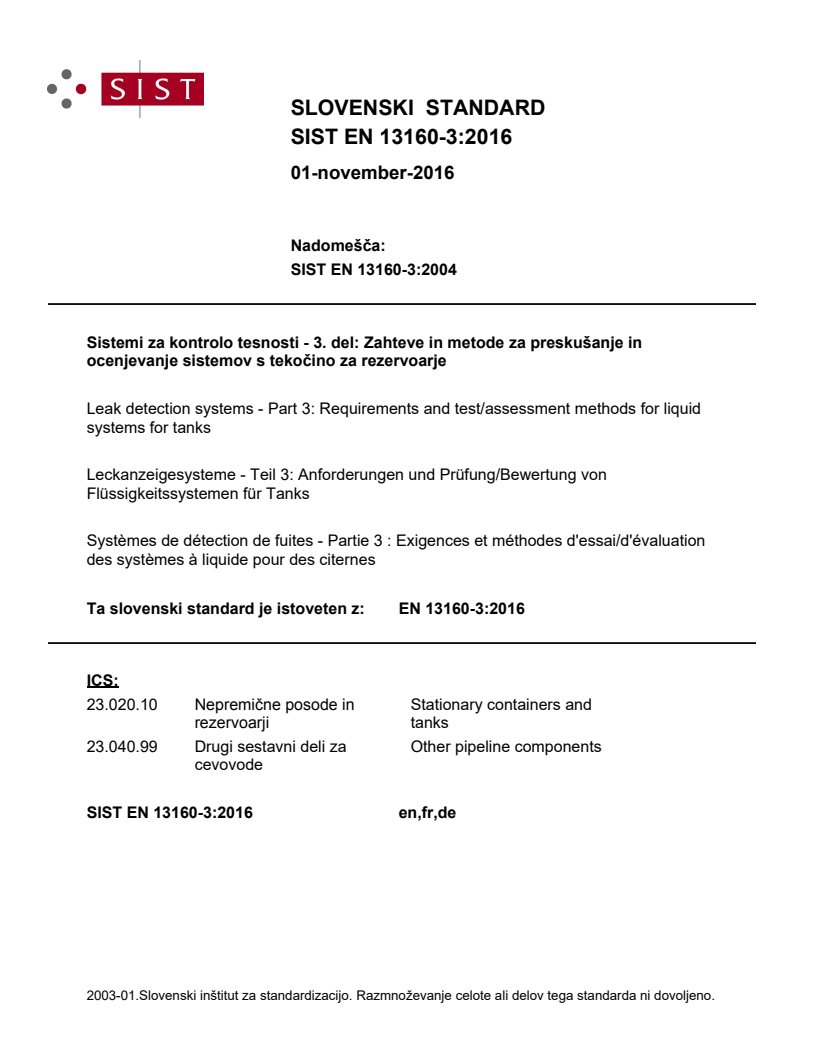 EN 13160-3:2016 EN 13160-3:2016 - Page 1 preview
