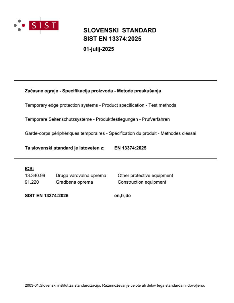 EN 13374:2025