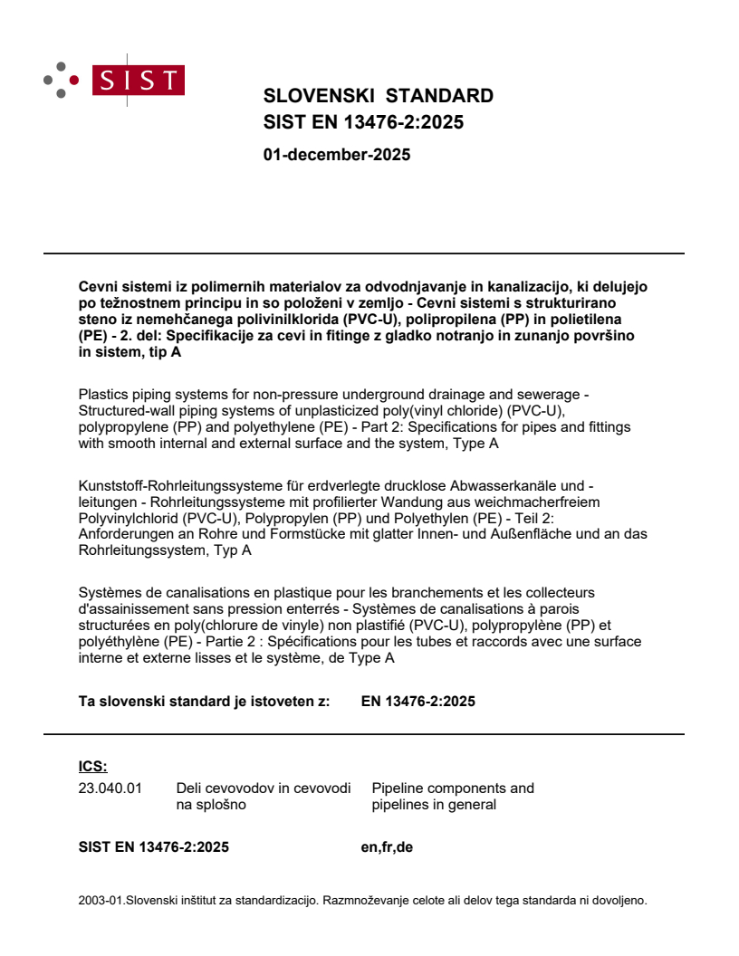 SIST EN 13476-2:2025