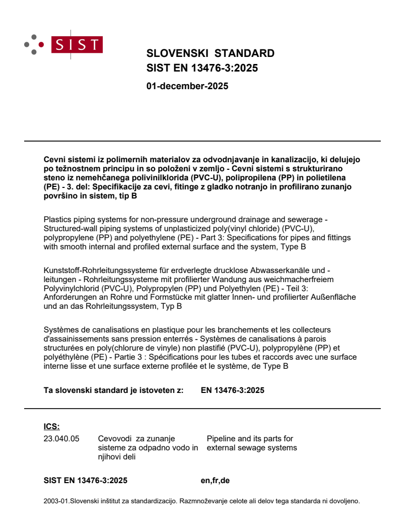 SIST EN 13476-3:2025