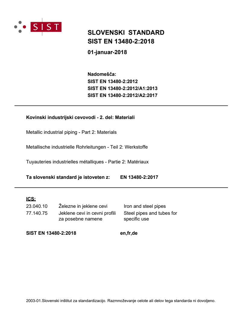 EN 13480-2:2017 EN 13480-2:2018 - Page 1 preview