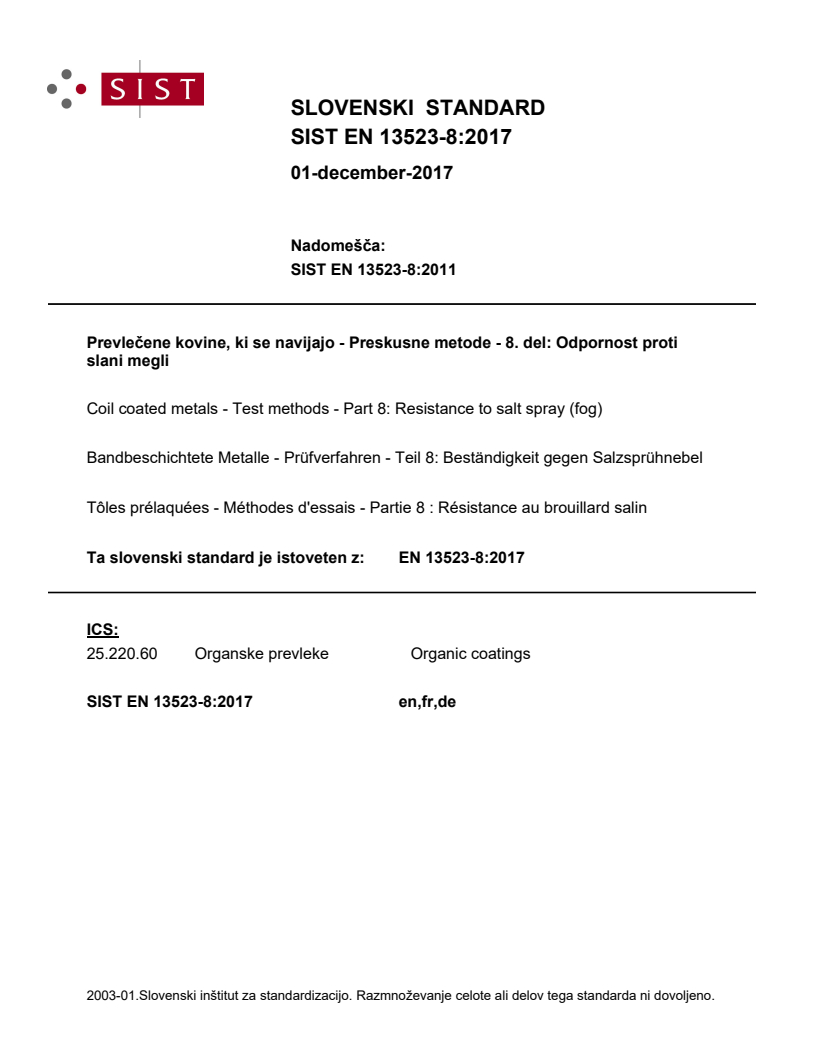 EN 13523-8:2017 EN 13523-8:2017 - Page 1 preview