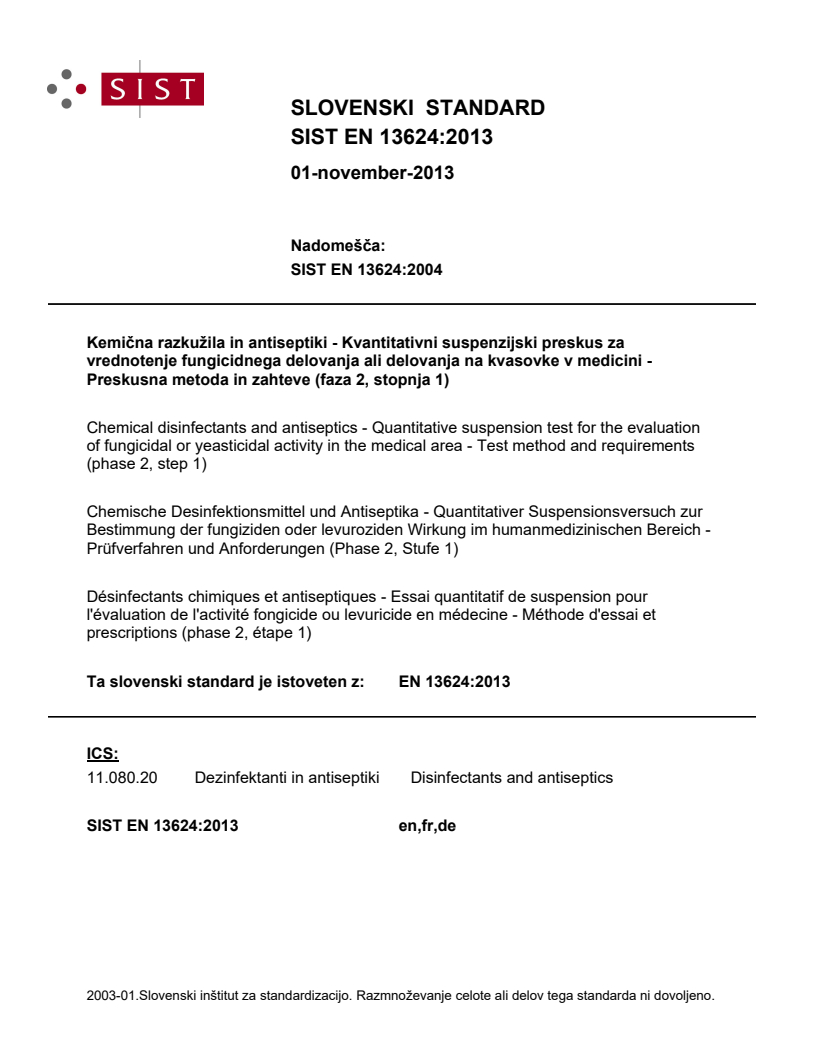 EN 13624:2013 EN 13624:2013 - BARVE - Page 1 preview