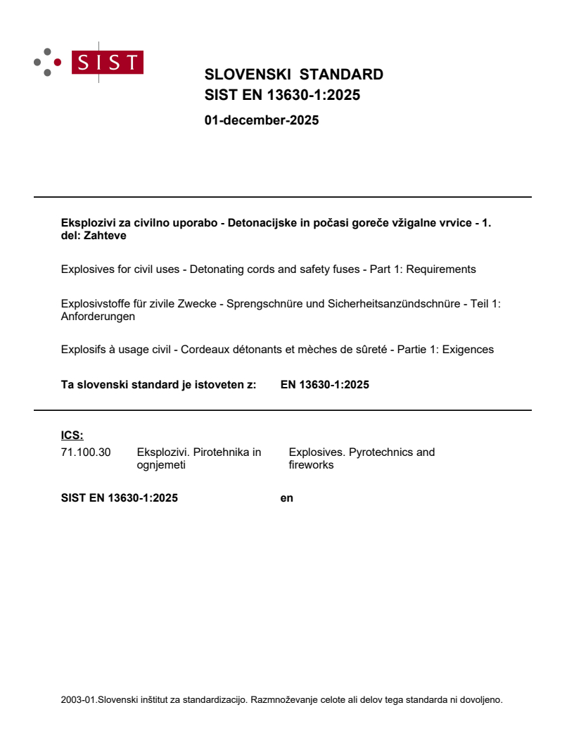 SIST EN 13630-1:2025