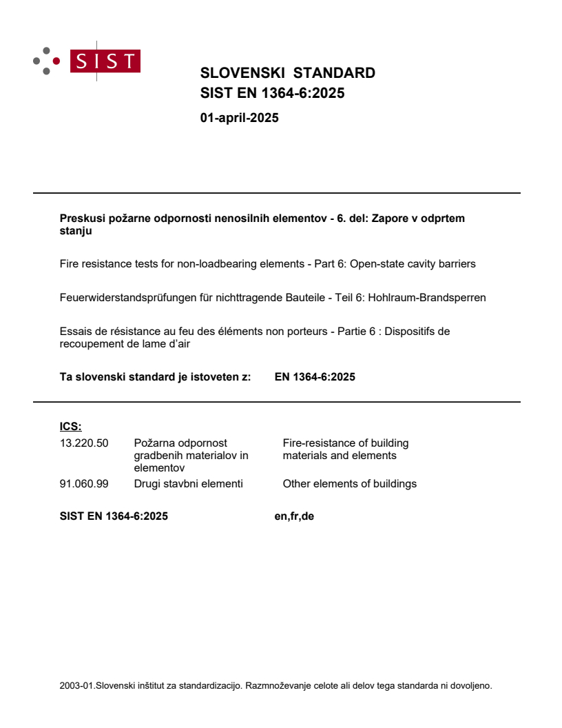 EN 1364-6:2025 EN 1364-6:2025 - Page 1 preview