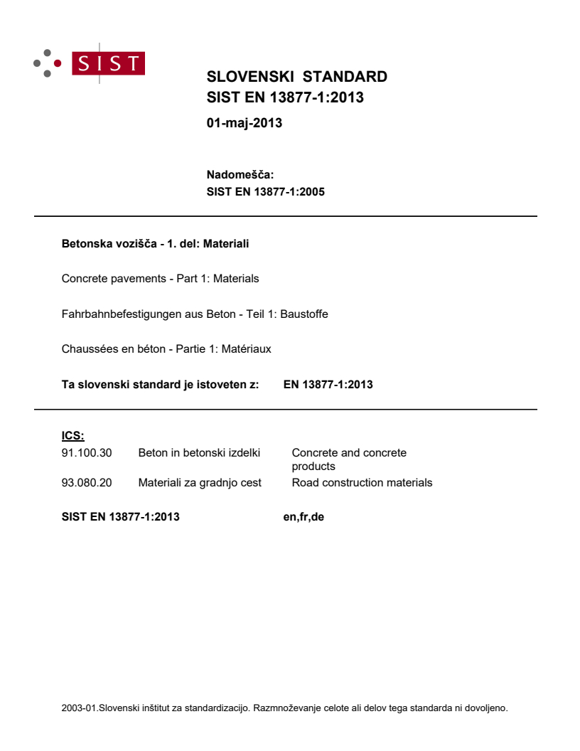 EN 13877-1:2013 EN 13877-1:2013 - Page 1 preview