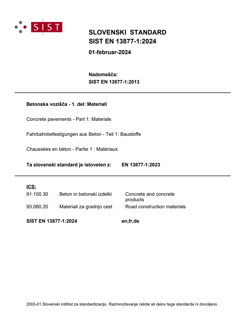 EN 13877-1:2023 EN 13877-1:2024 - Page 1 preview
