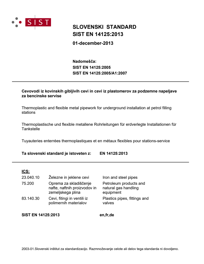 EN 14125:2013 EN 14125:2013 - Page 1 preview