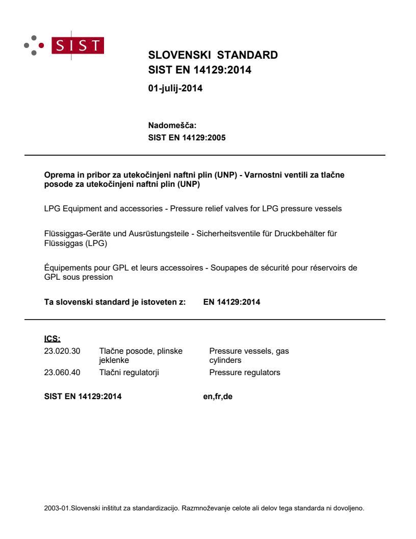 EN 14129:2014 EN 14129:2014 - Page 1 preview