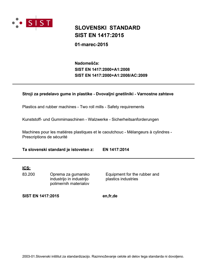 EN 1417:2014 EN 1417:2015 - BARVE - Page 1 preview