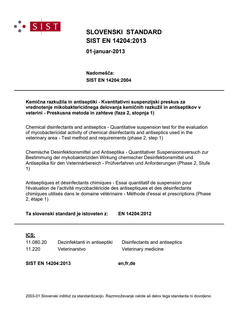 EN 14204:2012 EN 14204:2013 - Page 1 preview