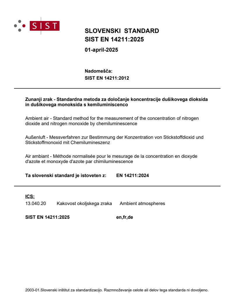EN 14211:2024 EN 14211:2025 - Page 1 preview