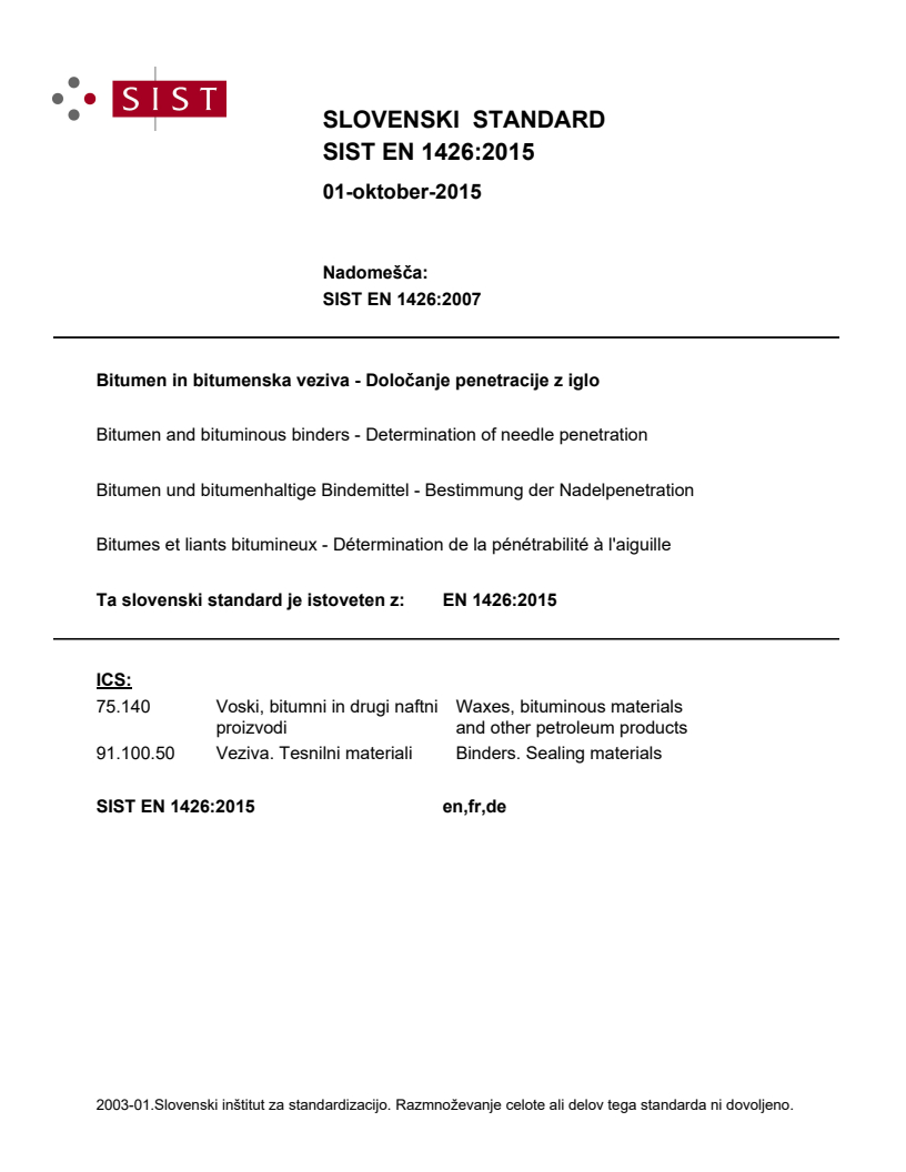 EN 1426:2015 EN 1426:2015 - Page 1 preview