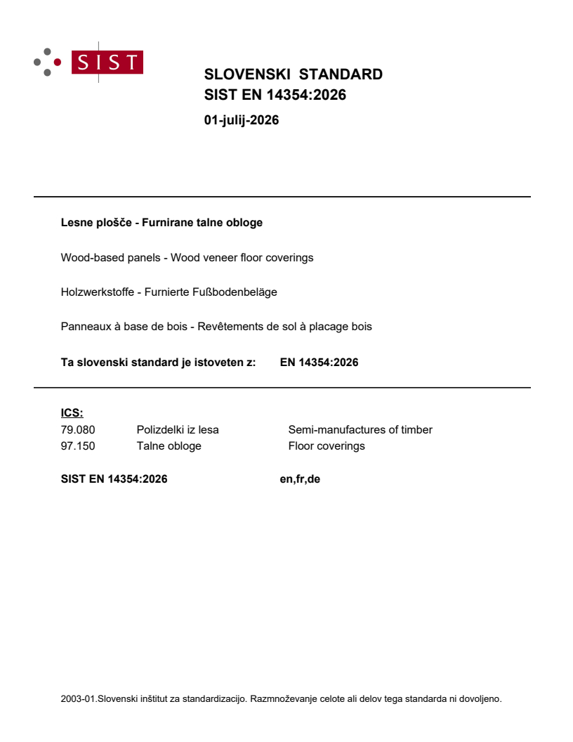 SIST EN 14354:2026 SIST EN 14354:2026 - BARVE - Page 1 preview
