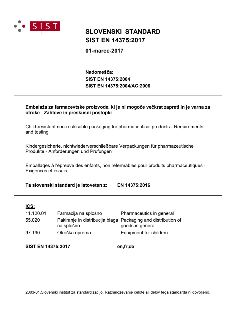 EN 14375:2016 EN 14375:2017 - Page 1 preview