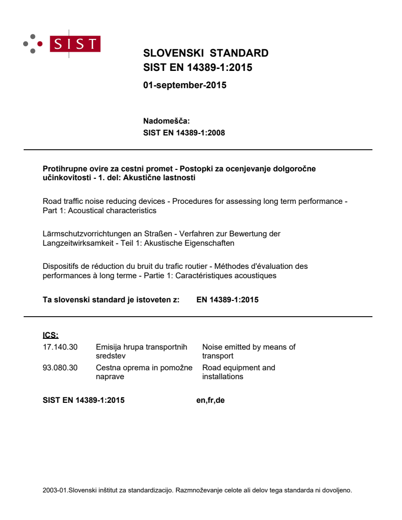 EN 14389-1:2015 EN 14389-1:2015 - Page 1 preview